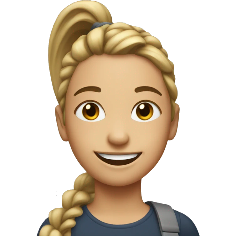 smiling girl with ponytail in car interior emoji