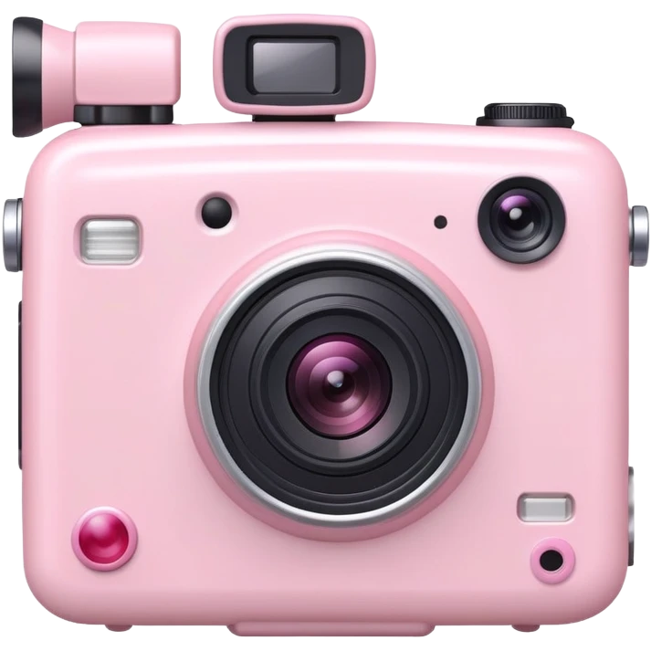 Kawaii light pink video camera with cute face emoji