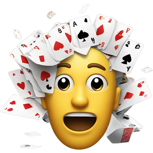 Head exploding with poker cards coming out the top emoji