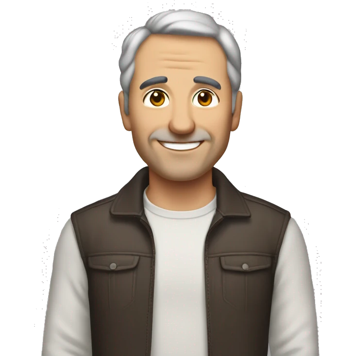 An mature Italian man with light skin, short dark brown  hair, a smiling face without a beard and fit. Make him have dark brown hair emoji