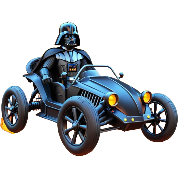 Mad max survival apocalypse ghostly sporty Darth Vader’s Batman-armored 1886 black graphite colored school buggy with horizontal holographic 3d flames painted on the body sides and neon under glow  emoji