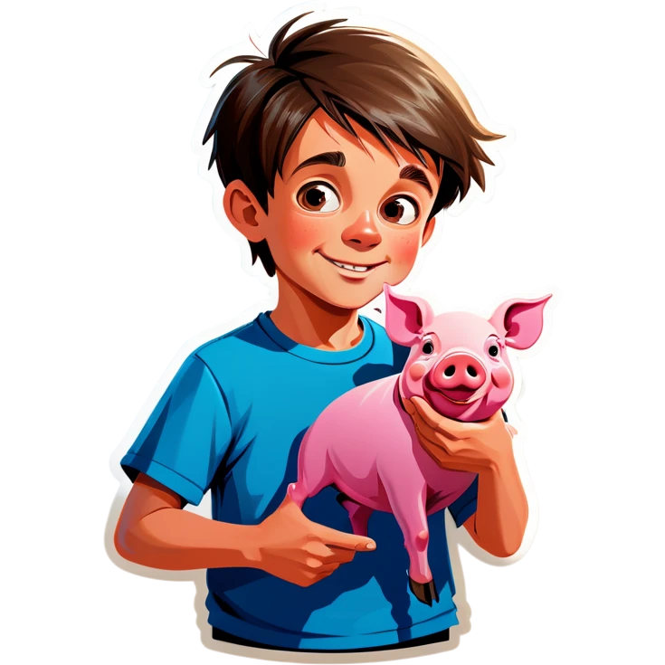Boy and pig emoji