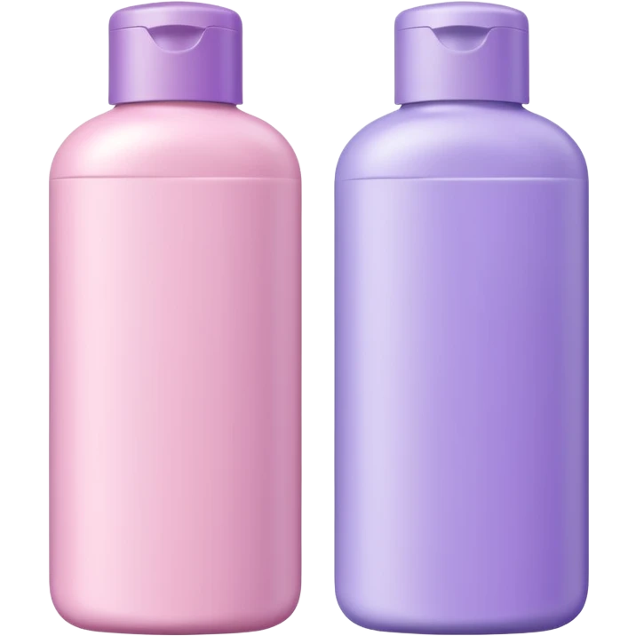light pink and lilac shampoo bottles side by side emoji