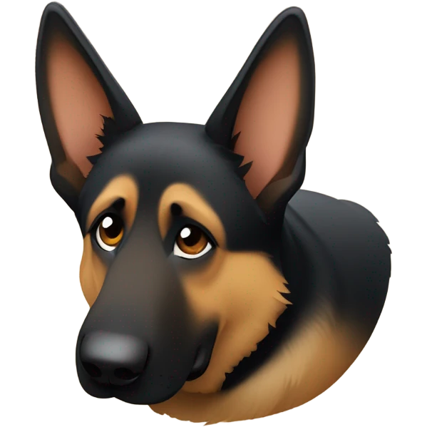 German shepherd curled up into a cinnamon roll emoji