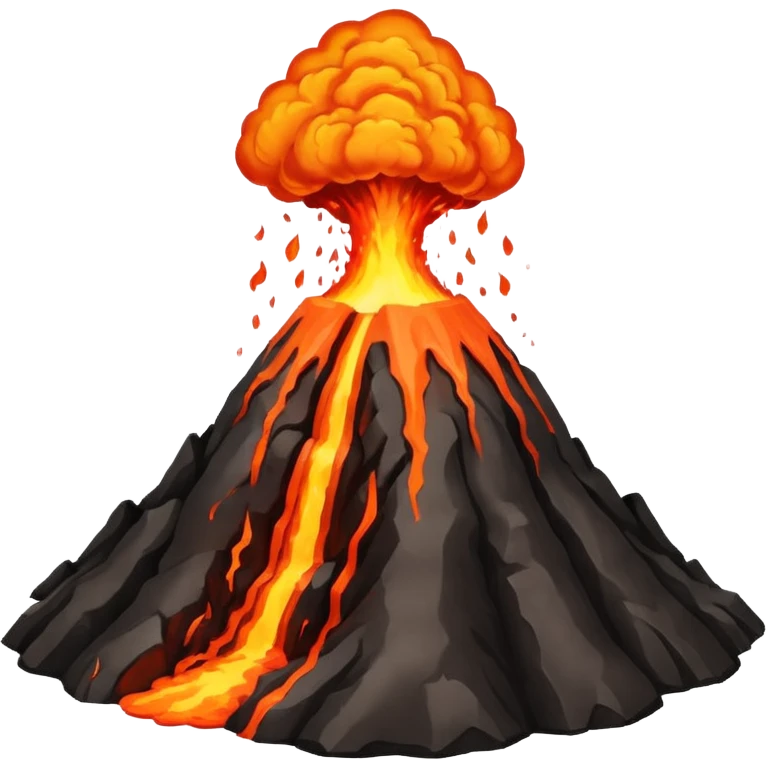 an erupting volcano with lava emoji