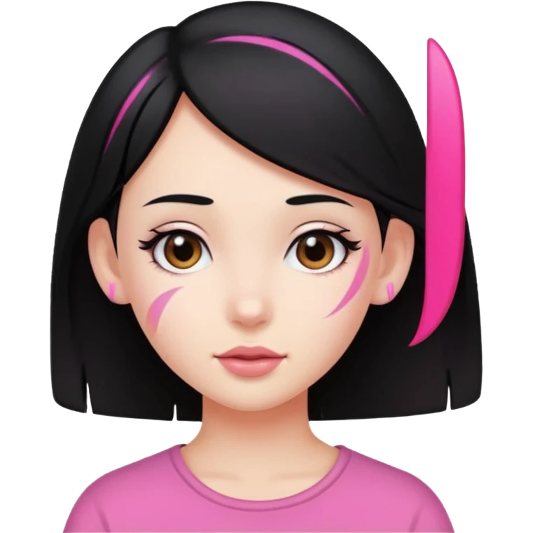 girl with black hair and pink streak by ear emoji