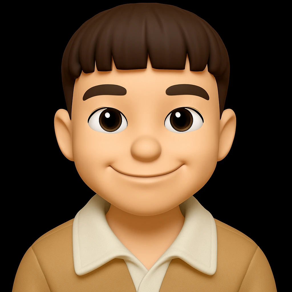 Make the face not sad, thin, with a confident expression in 3d-emoji style emoji