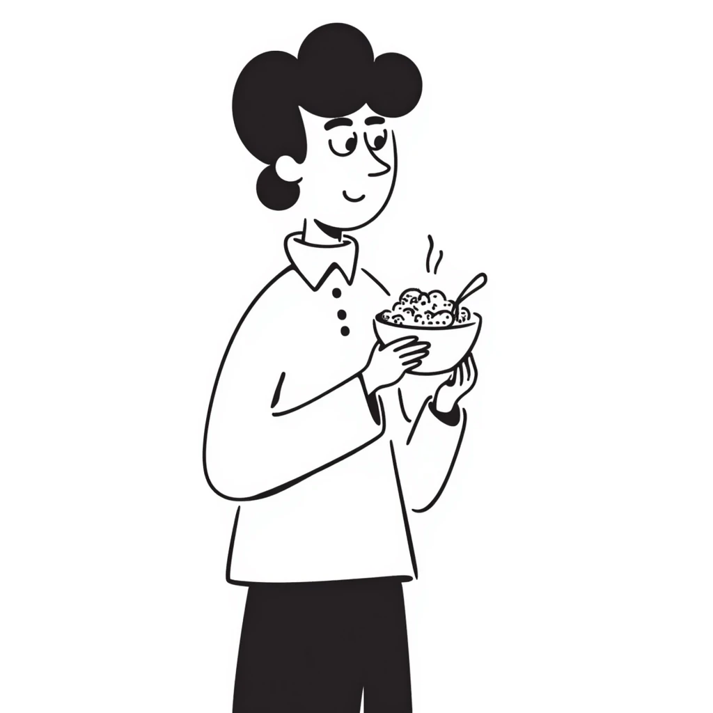 Elon Musk eating a bowl of cereal, man with distinctive features eating from a cereal bowl with a spoon emoji