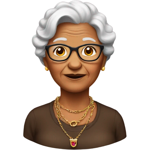 brown necklace wearing grandma emoji