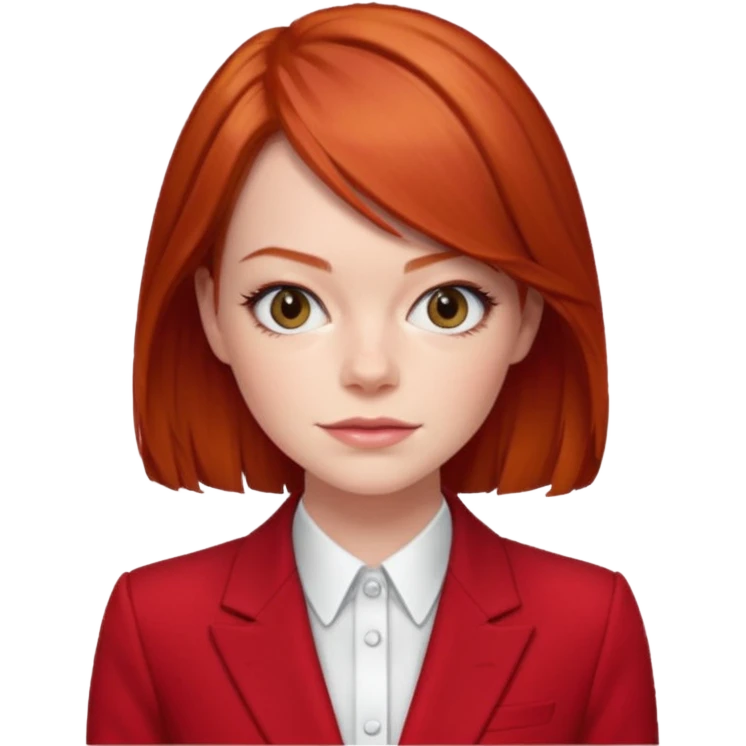 red haired emma stone in red suits emoji