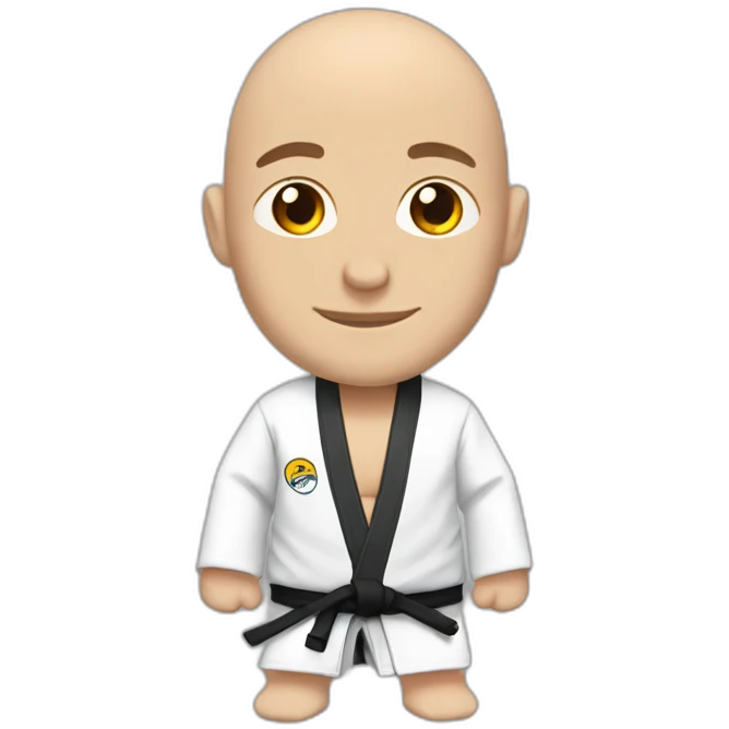 bald guy in white jiu jitsu kimono emoji