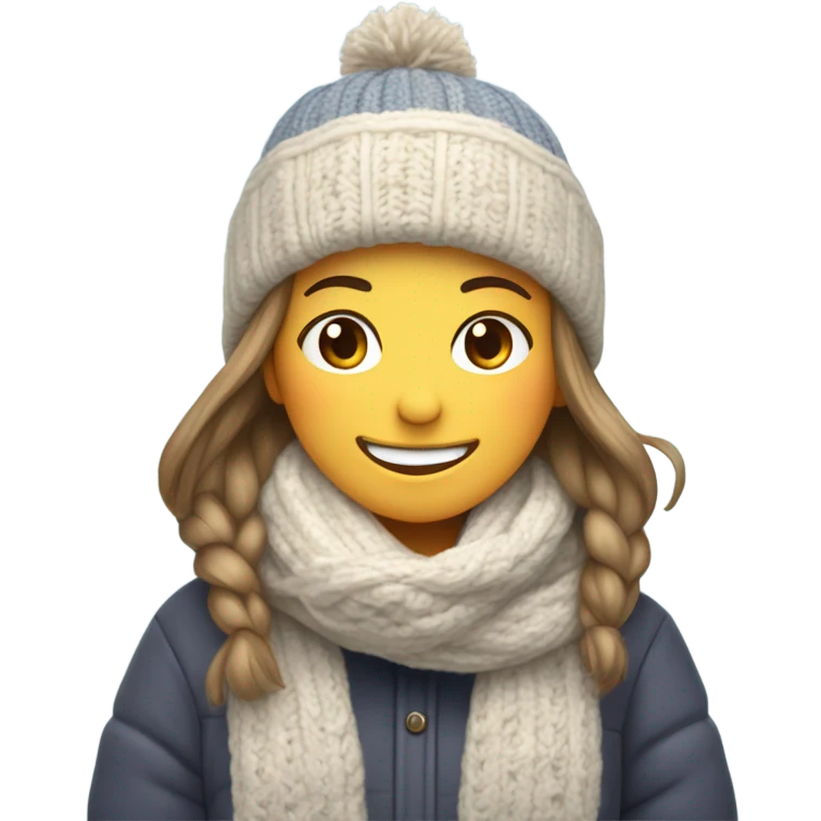smiling girl in winter snow emoji