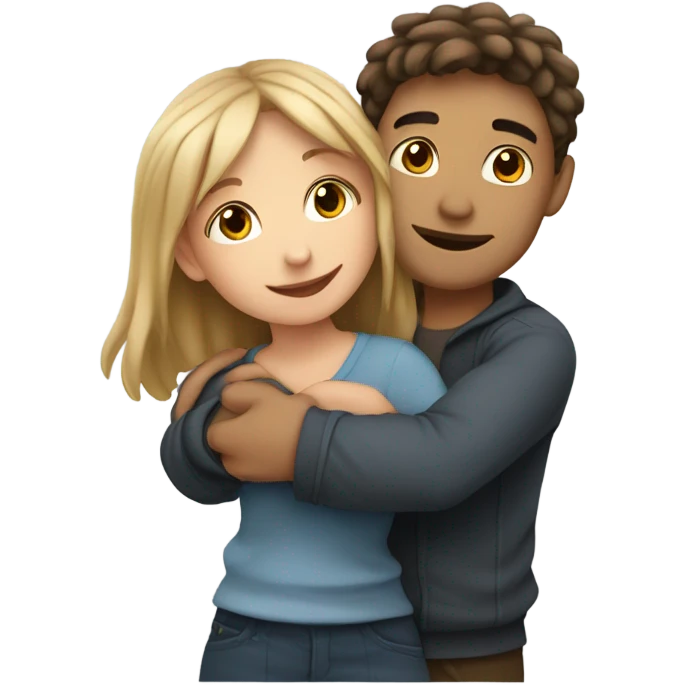 Girl hug a boy friend european bold emoji