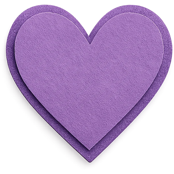 purple heart, layered paper, paper craft style, no text emoji