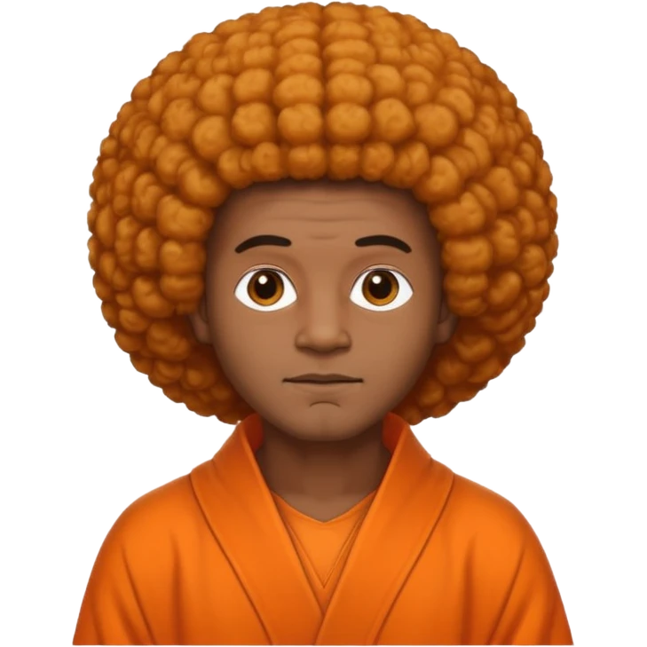 A man with Sai Baba's iconic orange robe and afro hairstyle emoji