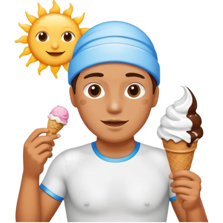 swimmer, ice cream, sun above emoji