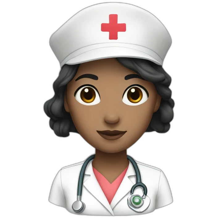 nurse white skin girl black hair emoji