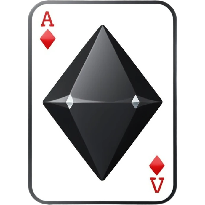 3d diamond shape matte black. diamond shape like on a playing card emoji