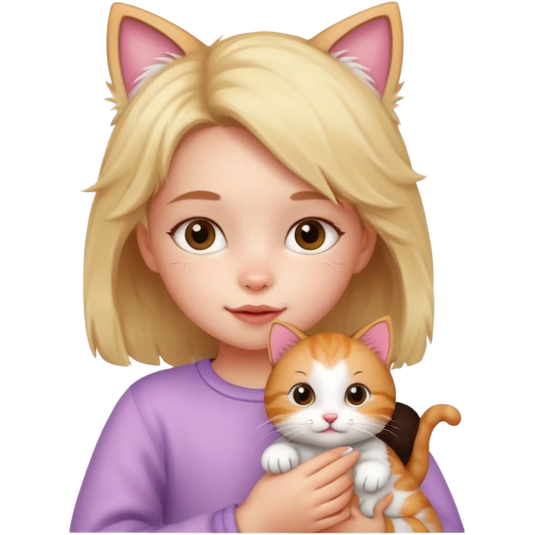 Little girl with a kitty emoji