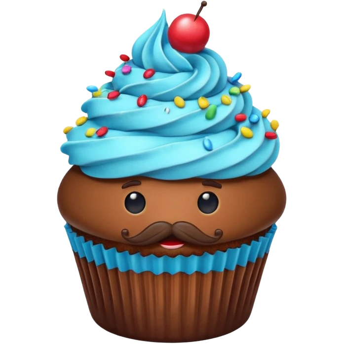 mustached cupcake emoji