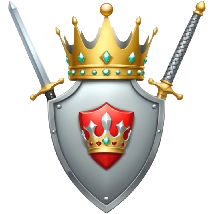 Powerful emoji with only sword, shield and crown emoji