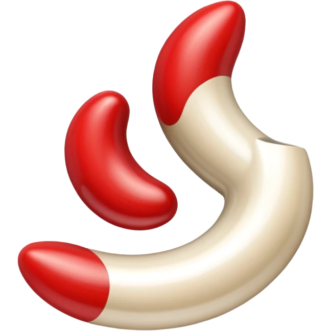 a pair of magatama (comma-shaped beads) side by side, in red and beige emoji