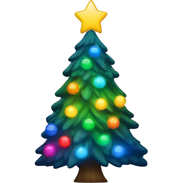 Rainbow lights on Christmas tree emoji