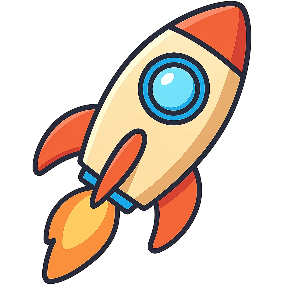 beige colored rocket, playful, cartoon style emoji