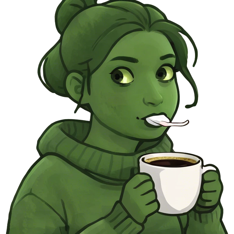 Black hair girl drinking coffee  emoji