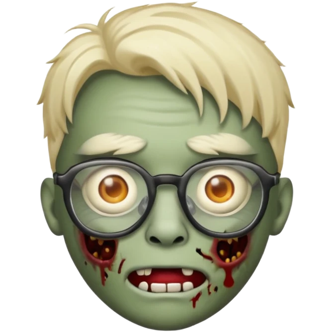 make a zombie emoji with a nose piercing and glasses emoji