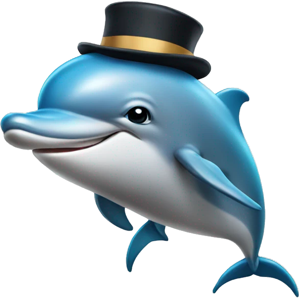 Dolphin wearing hat emoji