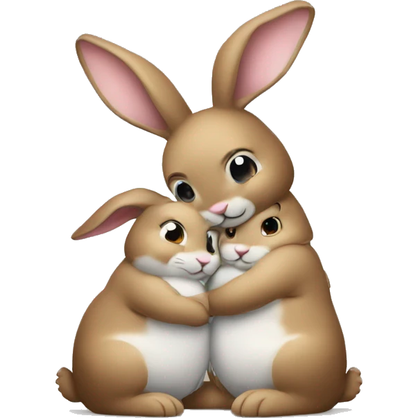two bunnies hugging emoji