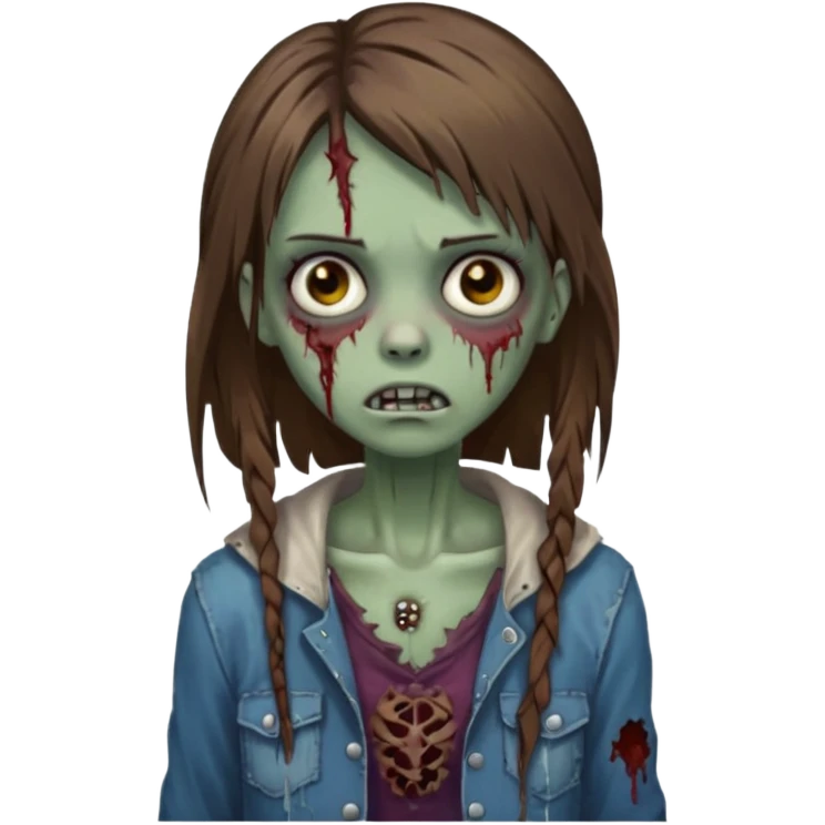 a zombie girl with straight brown hair long with piercings emoji