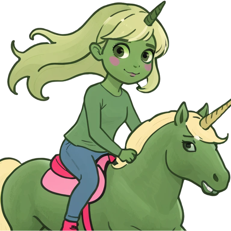 Blonde girl riding unicorn emoji