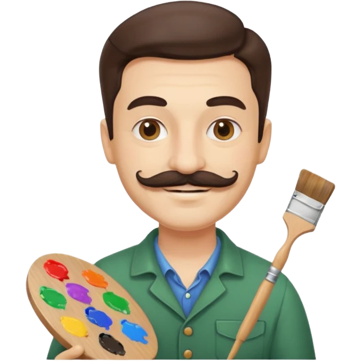 artist with palette and moustache smiling emoji