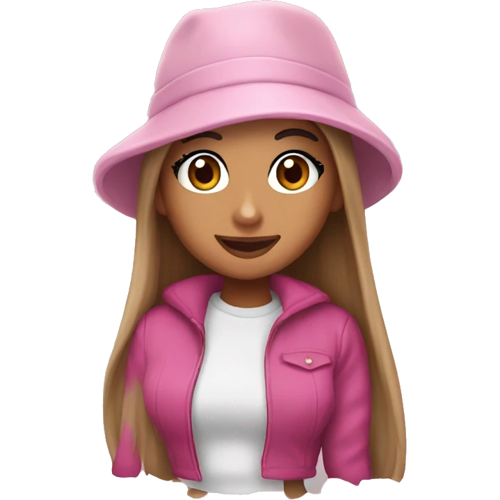 Ariana Grande wearing a pink hat emoji