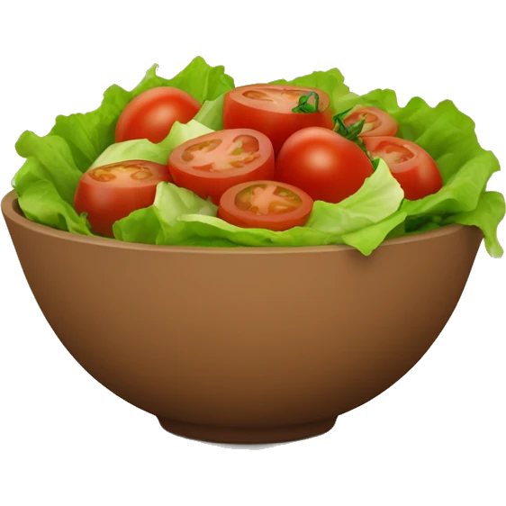 Salad with tomatoes and lettuce in a brown bowl  emoji