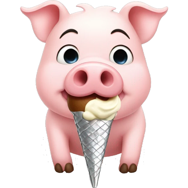 Pig eating ice cream with fork emoji