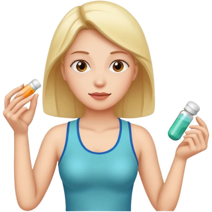 Девушка занимается спортом и пьет таблетки emoji