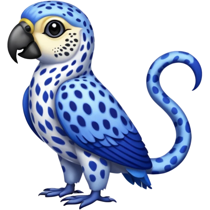 Snow-Leopard-Blue-Tang-Fish-Hyacinth-Macaw-fusion-hybrid-animal-creature, full body emoji