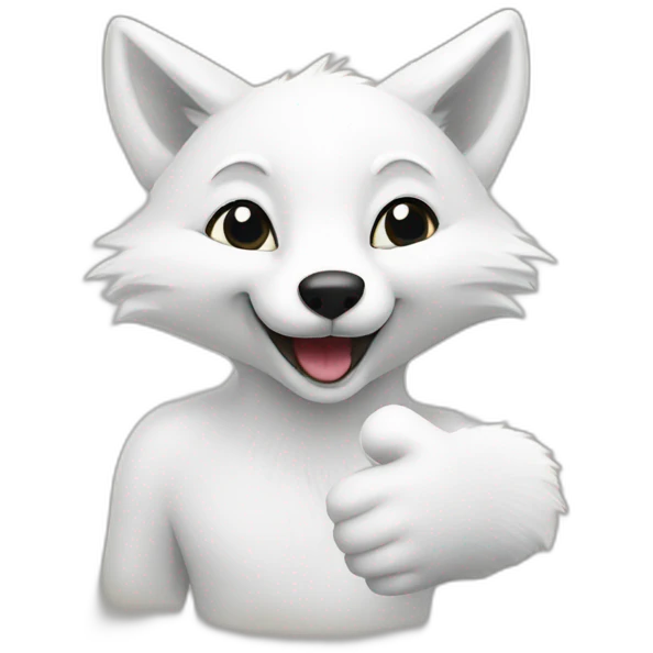 White fox with thumb up emoji