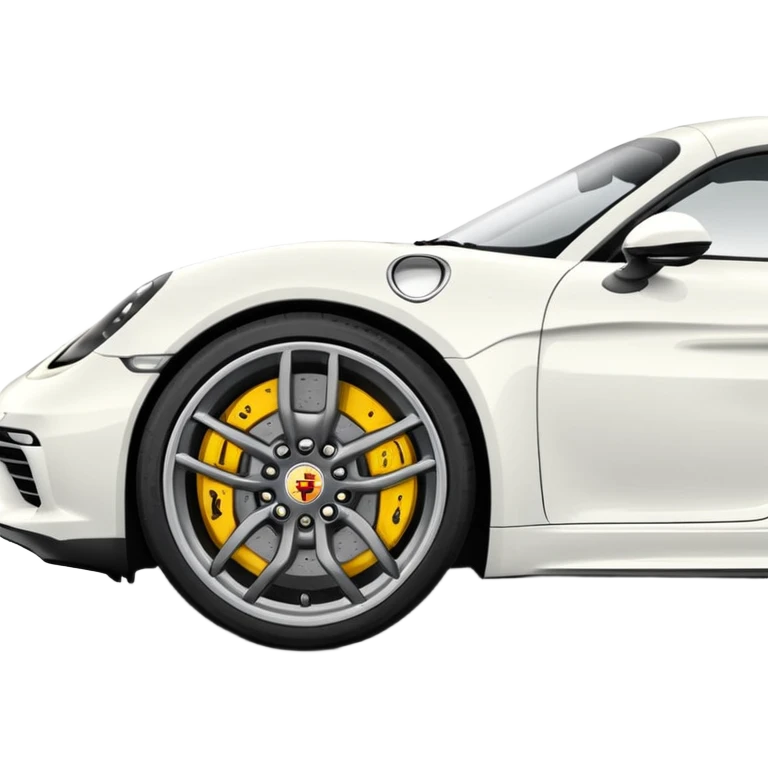 Matte White colored exterior 2024 Porsche 718 Cayman GTS 4.0 with "yellow ceramic brake calipers" only and dark silver anthracite rims emoji