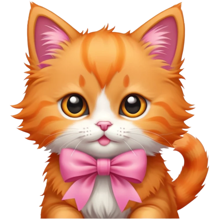 orange kitten with a pink bow emoji