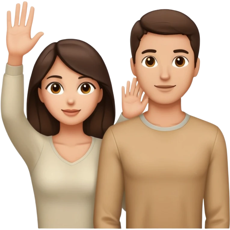 Good looking brunette couple with light tan skin, chest up view, standing close together emoji