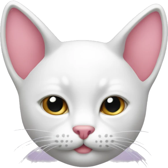 gato blanco con moños rosados emoji