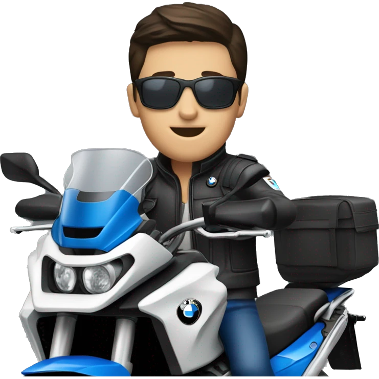 motorcycle bmw gs 1250 black male rider on bike dark hair blue eyes emoji