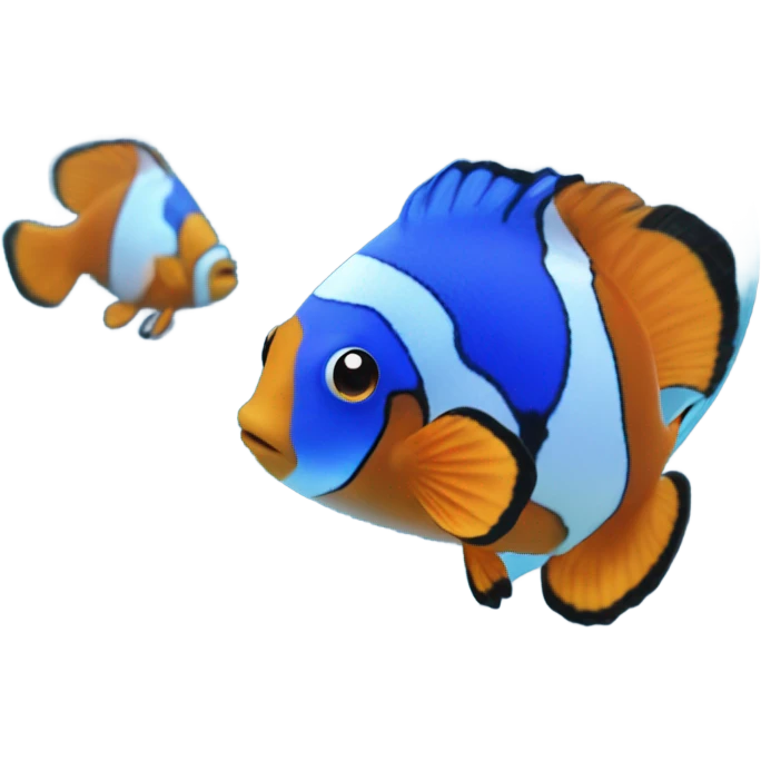 Blue clear Heart made out of water with a clownfish swimming inside  emoji