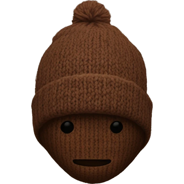 Brown knitted beanie with no face emoji