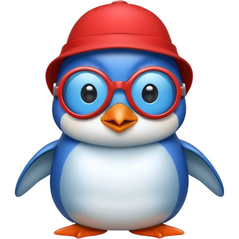 Bluee pengeon with googles and red hat emoji