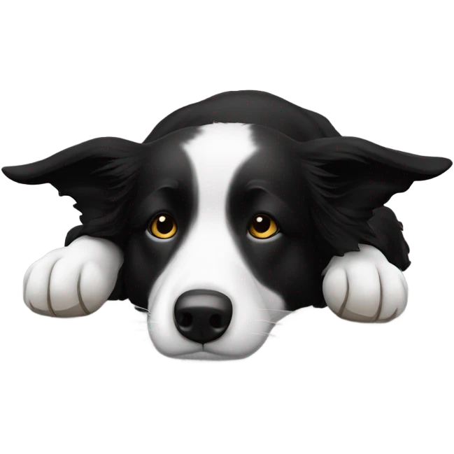 Sleeping black and white border collie emoji